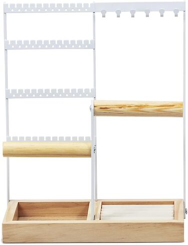 Jewelry Holder Organizer, Earring Necklace Ring Holder Organizer Jewelry Stand, Jewelry Tree Storage for Bracelets Watches, Metal and Wooden Display Tower Cute Room Decor Aesthetic Gifts for Her in Saudi Arabia