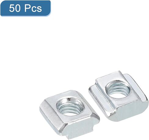 uxcell T Nuts, 50pcs - Nickel Plated Carbon Steel T Slot Bolts, 2020 Series M6 Hammer Head Fastener, Sliding T Nuts for Aluminum Extrusion Profile (Silver) in Saudi Arabia