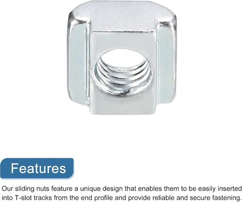 uxcell T Nuts, 50pcs - Nickel Plated Carbon Steel T Slot Bolts, 2020 Series M6 Hammer Head Fastener, Sliding T Nuts for Aluminum Extrusion Profile (Silver) in Saudi Arabia