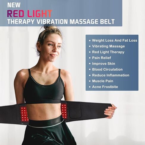 Red Light Therapy Belt : LED Lamp Vibration Near Body Pain Relief Device Wrap Infrared Red Light Therapy for Body with Timer Remote Control for Back Shoulder Waist Muscle in Kuwait