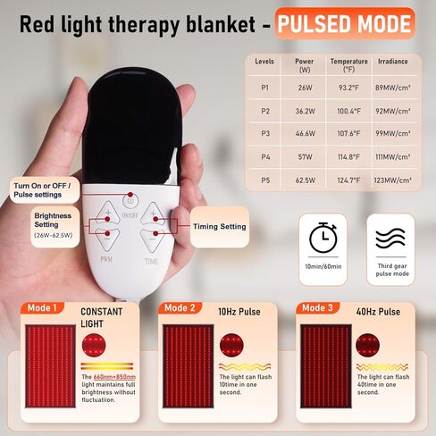 العلاج بالضوء الأحمر للجسم - بساط العلاج بالضوء الأحمر، 400 قطعة من خرزات المصباح 660 نانومتر و850 نانومتر، 23.6 * 38.00 بوصة، جهاز العلاج بالضوء الأحمر لكامل الجسم، المنزل بالقرب من منتج العلاج بالضوء بالأشعة تحت الحمراء مع مؤقت (أسود) in Kuwait