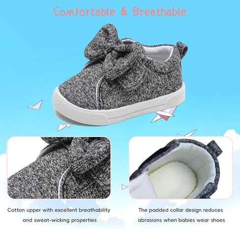 أحذية YIBLBOX الرياضية للفتيات الصغيرات خفيفة الوزن من القماش الكتاني، أحذية كاجوال لطيفة بعقدة على شكل فيونكة للمشي/الجري in Kuwait