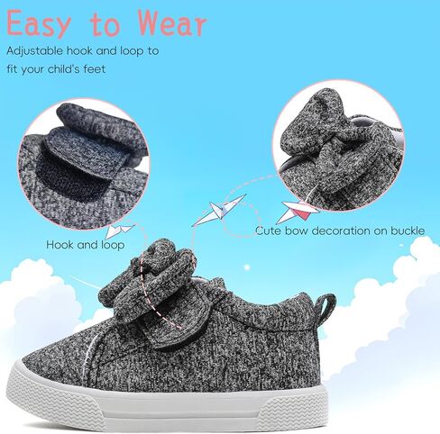 أحذية YIBLBOX الرياضية للفتيات الصغيرات خفيفة الوزن من القماش الكتاني، أحذية كاجوال لطيفة بعقدة على شكل فيونكة للمشي/الجري in Kuwait