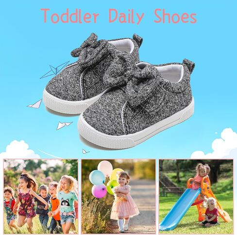 أحذية YIBLBOX الرياضية للفتيات الصغيرات خفيفة الوزن من القماش الكتاني، أحذية كاجوال لطيفة بعقدة على شكل فيونكة للمشي/الجري in Kuwait