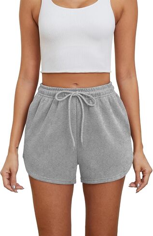 شورت نسائي رياضي بجيوب، شورت صيفي كاجوال برباط وخصر عالٍ للجري، شورت رياضي للجري in Kuwait