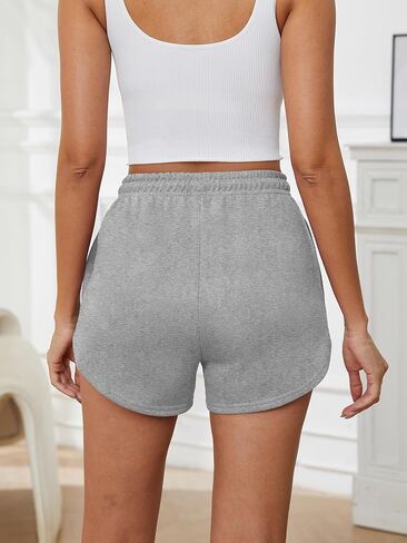 شورت نسائي رياضي بجيوب، شورت صيفي كاجوال برباط وخصر عالٍ للجري، شورت رياضي للجري in Kuwait