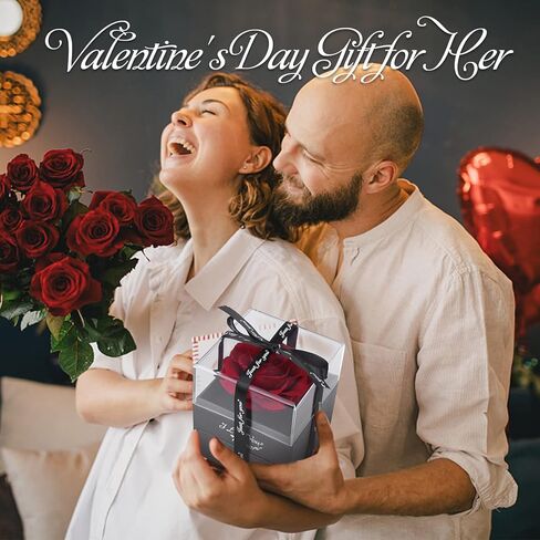 وردة حمراء حقيقية محفوظة مع قلادة I Love You بـ 100 لغة من الأكريليك هدية على شكل قلب شموع معطرة للزوجة والأم والجدة في عيد الحب، وعيد الأم، وعيد الميلاد in Kuwait