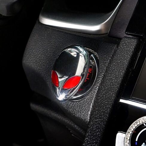 CB 2-Pack Push Start Button Cover, Cool Metal Decoration Protective Interior Accessories, Universal Car Chrome Pushbutton Cover Car Styling, 2 of Alien-Red Eyes in Saudi Arabia