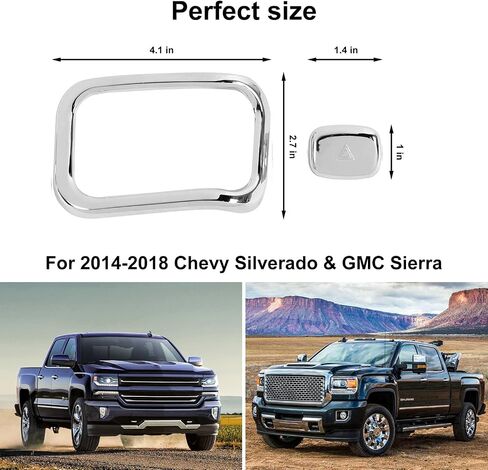 Shift + Emergency Light Switch Button Trim Cover Kit for 2014-2018 Chevy Silverado & GMC Sierra(Chrome) in Saudi Arabia