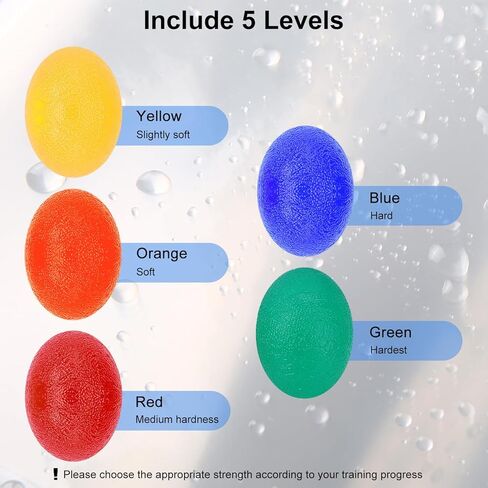 supregear Hand Exercise Ball, 5Pcs Hand Grip Strength Trainer Squeeze Balls for Hand Flexibility Recovery Sports Massage Rehabilitation Grip Strength Ball Hand Wrist Trainer with Different Hardness in Kuwait