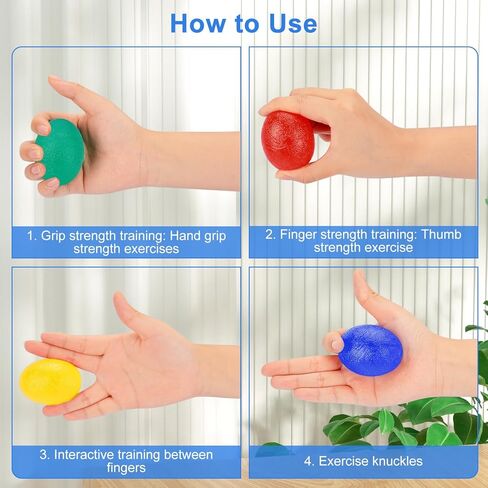 supregear Hand Exercise Ball, 5Pcs Hand Grip Strength Trainer Squeeze Balls for Hand Flexibility Recovery Sports Massage Rehabilitation Grip Strength Ball Hand Wrist Trainer with Different Hardness in Kuwait