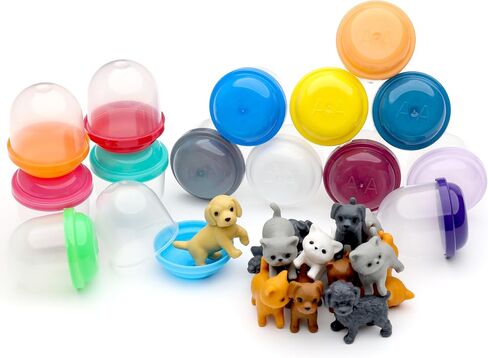 Pet Figurines Toys in Capsule - 50 Pcs - 1.1 Inch Plastic Capsules with Cute Dog and Cat Figurines for Kids - Bulk Toys for Easter Hunt Games - Vending Machines - Classroom Prizes in Saudi Arabia