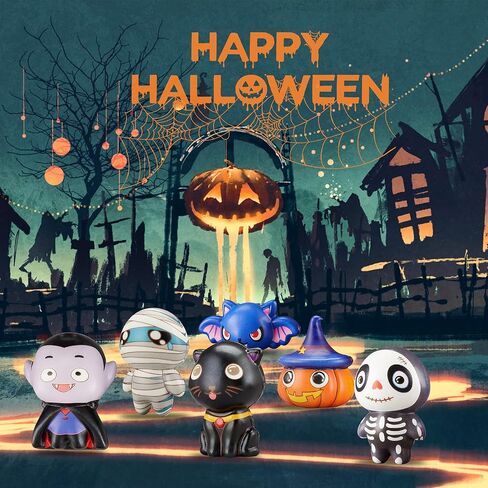 6 Packs-Halloween Squishies Toys Slow Rising, Gift Box Includes Ghost: Vampire,Pumpkin,Skull,Black Cat,Mummy,Bat, Halloween Soft Stress Relief Sensory Toys for Girls,Boys,Kids Party in Saudi Arabia