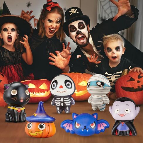 6 Packs-Halloween Squishies Toys Slow Rising, Gift Box Includes Ghost: Vampire,Pumpkin,Skull,Black Cat,Mummy,Bat, Halloween Soft Stress Relief Sensory Toys for Girls,Boys,Kids Party in Saudi Arabia