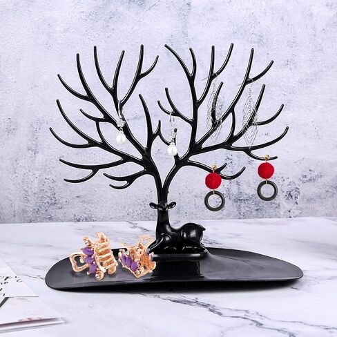 حامل مجوهرات على شكل قرون غزال أسود حامل مجوهرات على شكل برج غزال لشجرة الأقراط وعرض منظم المجوهرات in Kuwait