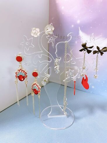 حامل عرض حامل القرط، حامل شجرة المجوهرات الأكريليك، حامل شجرة القرط صورة لتعليق الأقراط المثقوبة قلادة ترصيع الأذن، حامل عرض منظم المجوهرات، أسود in Kuwait