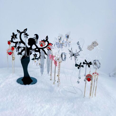 حامل عرض حامل القرط، حامل شجرة المجوهرات الأكريليك، حامل شجرة القرط صورة لتعليق الأقراط المثقوبة قلادة ترصيع الأذن، حامل عرض منظم المجوهرات، أسود in Kuwait