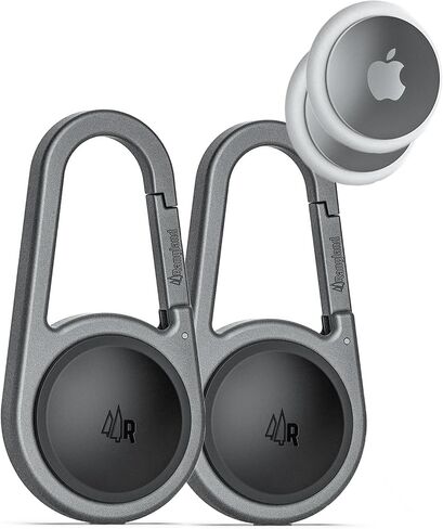 (عبوتان) حامل Rangland Carabiner AirTag مع سلسلة مفاتيح - حافظة متينة مقاومة للصدمات/مقاومة للماء مع مشبك زنبركي (مصمم لـ Apple AirTag) (ألومنيوم) in Kuwait