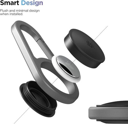 (عبوتان) حامل Rangland Carabiner AirTag مع سلسلة مفاتيح - حافظة متينة مقاومة للصدمات/مقاومة للماء مع مشبك زنبركي (مصمم لـ Apple AirTag) (ألومنيوم) in Kuwait