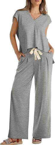 OFEEFAN Lounge Sets For Women Two Piece Outfits Hoodie Tops And Wide Leg Pants Tracksuit Sweatsuit in Saudi Arabia