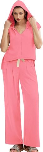 OFEEFAN Lounge Sets For Women Two Piece Outfits Hoodie Tops And Wide Leg Pants Tracksuit Sweatsuit in Saudi Arabia