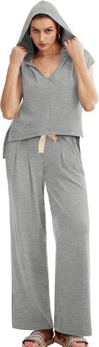 OFEEFAN Lounge Sets For Women Two Piece Outfits Hoodie Tops And Wide Leg Pants Tracksuit Sweatsuit in Saudi Arabia