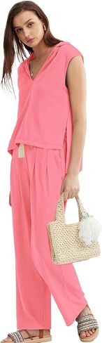 OFEEFAN Lounge Sets For Women Two Piece Outfits Hoodie Tops And Wide Leg Pants Tracksuit Sweatsuit in Saudi Arabia