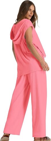 OFEEFAN Lounge Sets For Women Two Piece Outfits Hoodie Tops And Wide Leg Pants Tracksuit Sweatsuit in Saudi Arabia