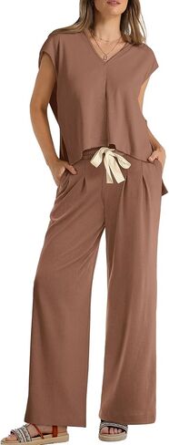 OFEEFAN Lounge Sets For Women Two Piece Outfits Hoodie Tops And Wide Leg Pants Tracksuit Sweatsuit in Saudi Arabia