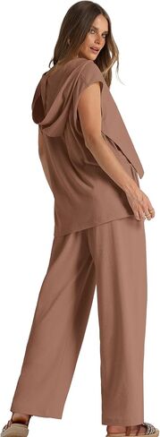 OFEEFAN Lounge Sets For Women Two Piece Outfits Hoodie Tops And Wide Leg Pants Tracksuit Sweatsuit in Saudi Arabia