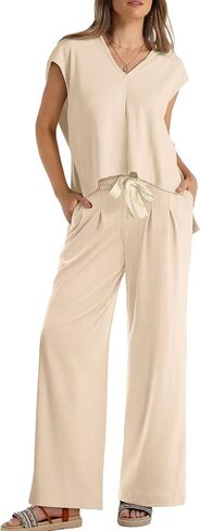 OFEEFAN Lounge Sets For Women Two Piece Outfits Hoodie Tops And Wide Leg Pants Tracksuit Sweatsuit in Saudi Arabia