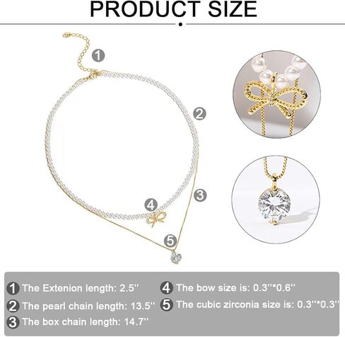 اللؤلؤ قلادة قلادة طبقة الباروك اللؤلؤ قلادة القوس مكعب زركونيا كريستال قلادة للنساء in Kuwait