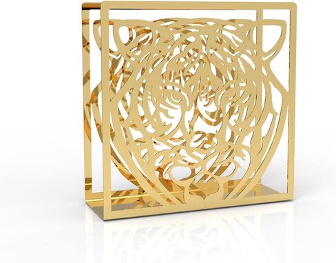 Metal Napkin Holder for Home Kitchen Restaurant Picnic - Tiger Design Tabletop Paper Organizer Upright Tissue Dispenser (Black) in Saudi Arabia