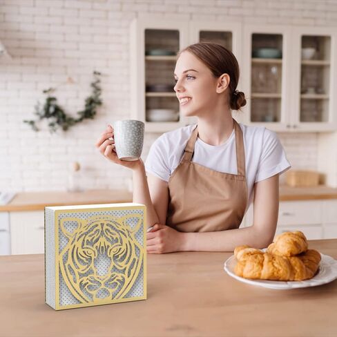 Metal Napkin Holder for Home Kitchen Restaurant Picnic - Tiger Design Tabletop Paper Organizer Upright Tissue Dispenser (Black) in Saudi Arabia