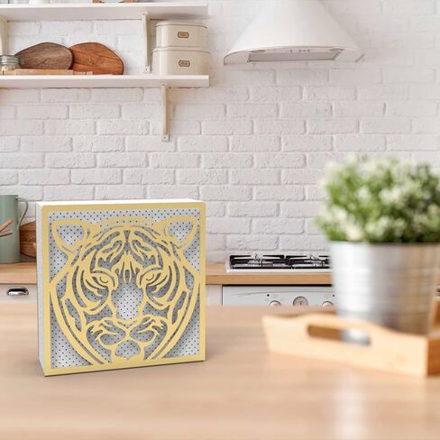 Metal Napkin Holder for Home Kitchen Restaurant Picnic - Tiger Design Tabletop Paper Organizer Upright Tissue Dispenser (Black) in Saudi Arabia