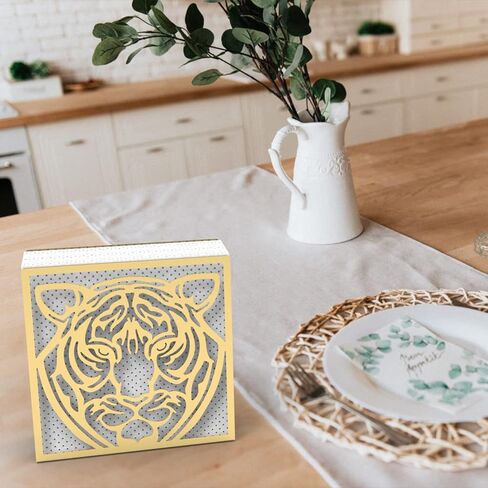 Metal Napkin Holder for Home Kitchen Restaurant Picnic - Tiger Design Tabletop Paper Organizer Upright Tissue Dispenser (Black) in Saudi Arabia