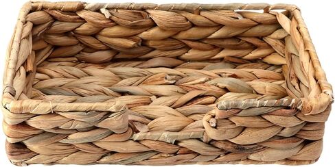 سلة مناديل ورقية للعشاء على الطاولة، سلة مناديل للضيوف للاستعمال مرة واحدة، حامل مناديل مستطيلة من صفير الماء منسوج من الخيزران للمطبخ (خام) in Kuwait