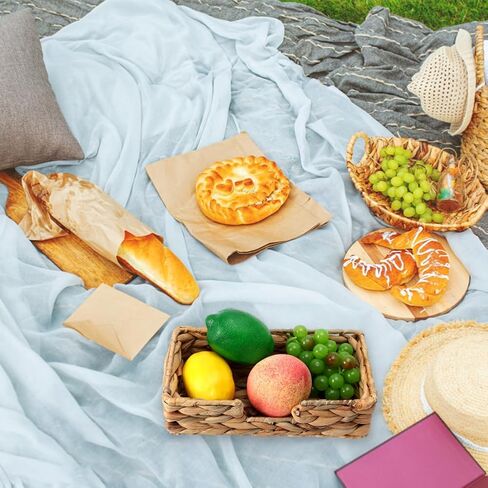 سلة مناديل ورقية للعشاء على الطاولة، سلة مناديل للضيوف للاستعمال مرة واحدة، حامل مناديل مستطيلة من صفير الماء منسوج من الخيزران للمطبخ (خام) in Kuwait