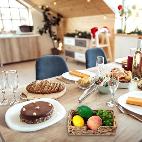 سلة مناديل ورقية للعشاء على الطاولة، سلة مناديل للضيوف للاستعمال مرة واحدة، حامل مناديل مستطيلة من صفير الماء منسوج من الخيزران للمطبخ (خام) in Kuwait