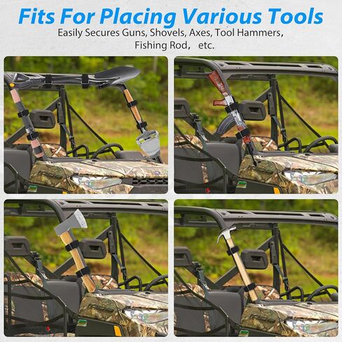 حامل مجرفة لرف السقف، رف مسدس UTV، رف أدوات السيارة لشاحنة قارب UTV ATV مع رف سقف سيارة جولف على الجليد، يناسب قضيب اللف والأدوات بقطر 0.85-2 بوصة (4 عبوات) in Kuwait