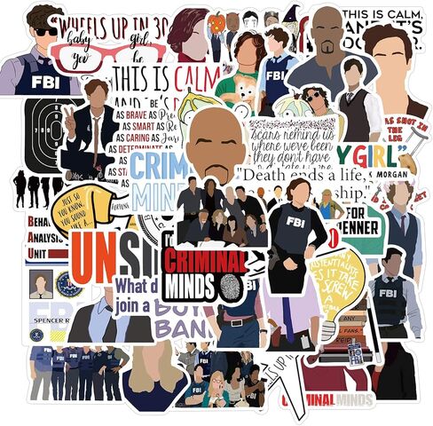 50Pcs Criminal Minds Stickers for Hydro Flask, TV Series Vinyl Decal for Laptop Water Bottle Bike Guitar Luggage Phone Computer Skateboard (Criminal Minds) in Kuwait