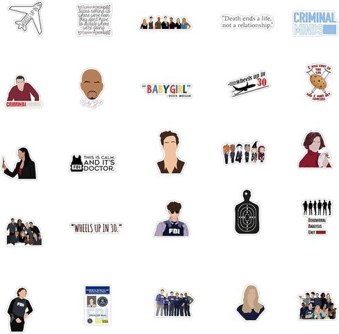 50Pcs Criminal Minds Stickers for Hydro Flask, TV Series Vinyl Decal for Laptop Water Bottle Bike Guitar Luggage Phone Computer Skateboard (Criminal Minds) in Kuwait