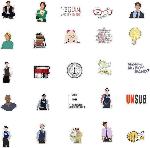 50Pcs Criminal Minds Stickers for Hydro Flask, TV Series Vinyl Decal for Laptop Water Bottle Bike Guitar Luggage Phone Computer Skateboard (Criminal Minds) in Kuwait