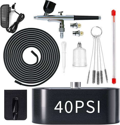 Airbrush Kit,40PSI Dual-Action Multi-Function 40PSI Airbrush Set with Compressor for Painting Portable Air Brush Set for Cake Decoration Makeup Art Craft Nail Design Model in Saudi Arabia