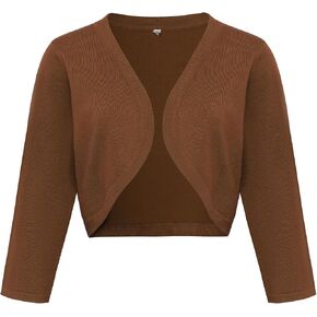 Women's Cropped 3/4 Sleeve Knit Cardigan - Open Front Bolero Shrug in Saudi Arabia