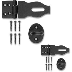 Renovators Supply Manufacturing Door Lock Latch 12.9 in. Black Wrought Iron Hasp Latch Garage Barn Door Lock with Mounting Hardware in Kuwait