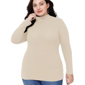 FOREYOND Plus Size Mock Turtleneck Tops for Women Long Sleeve Mock Neck Shirt Lightweight Base Layer Slim Fit Underwear in Saudi Arabia
