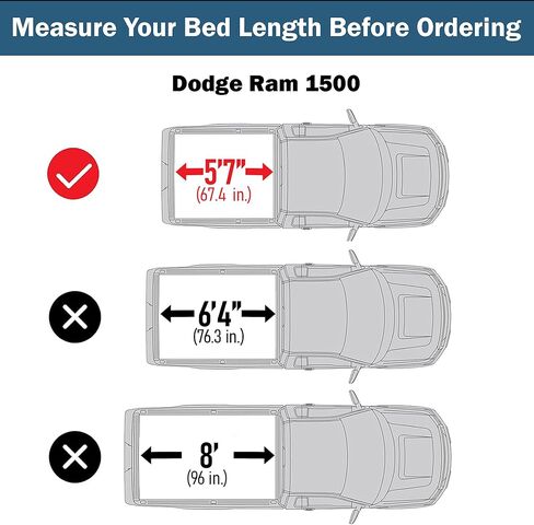 غطاء Tri-Fold Hard Tri-Fold Tonneau Cover متوافق مع 2009-2025 Dodge RAM 1500 و 2500 5.7 قدم بدون صندوق ذاكرة الوصول العشوائي (67.4 ") in Kuwait