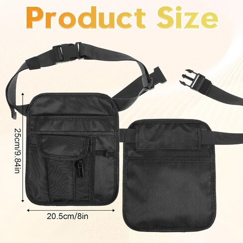 Pouch for Server Pocket Pouch Check Holder for Waitress Waist Server Pouches with Adjustable Buckle Belt Black Canvas Pocket Serving Pouches Restaurant Waiter with Multiple Pockets in Saudi Arabia