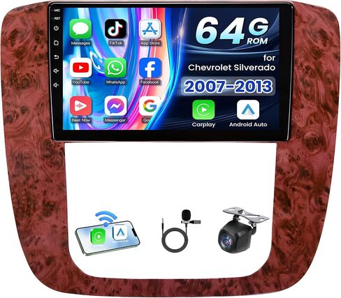 4+64GB Car Radio Stereo for Chevy Silverado 2007-2013: 9" HD Touchscreen Car Stereo with Wireless Carplay & Android Auto GPS Navigation Bluetooth WiFi FM SWC Backup Camera in Saudi Arabia
